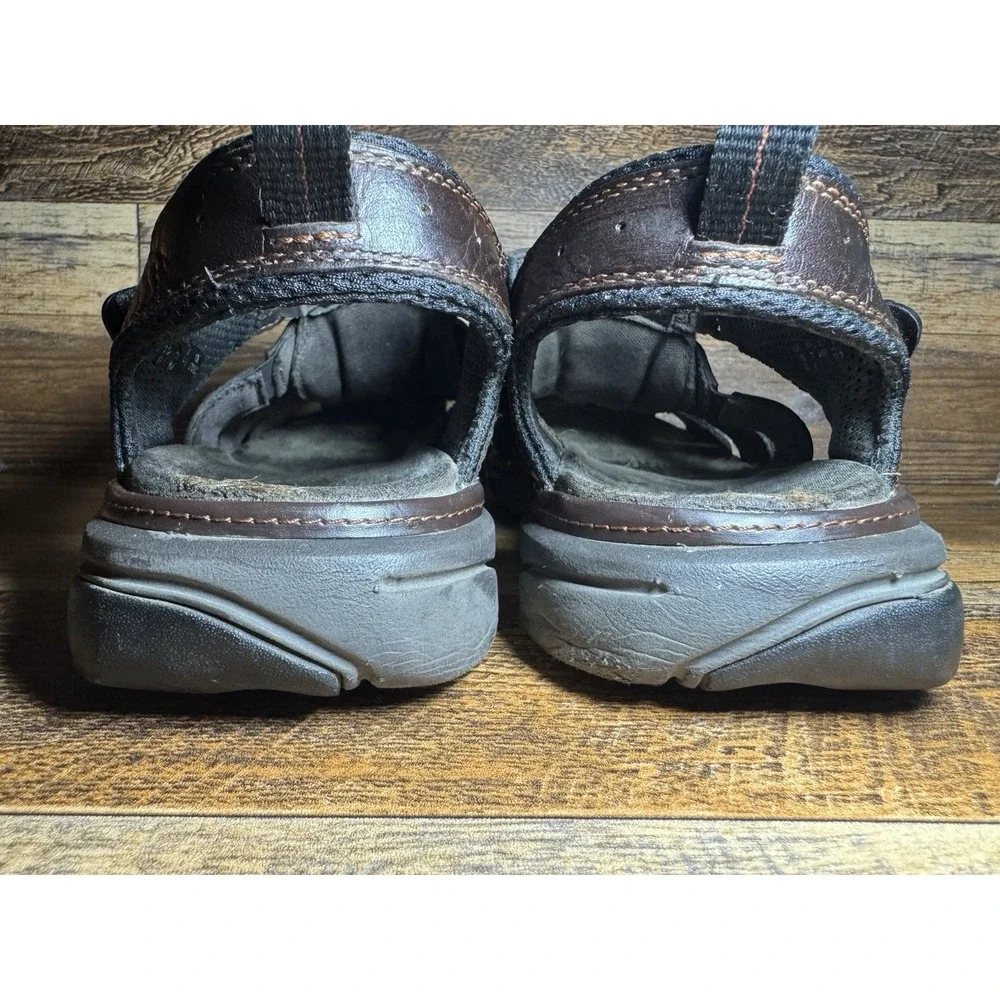 Clarks Fisherman Sandals 12 Dark Brown Leather Caged Closed Toe Casual Mens